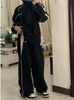 여성 2 피스 팬츠 Y2K 여성 스트리트웨어화물 바지 패션 높은 원숭이 허리 헐렁한 바지 여성 스웨트 팬츠 넓은 다리 조깅하는 바지 230912