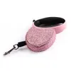 Dog Collars Leashes Pet Retractable Leash With Rhinestone Bling Crystal Cat Puppy Dog Lead Pink Blue Flat Line Drop 230911