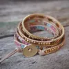 Bangle Boho Gem stone Bead Multi Color Leather 5 Wrap Handmade Statement Bracelet Jewelry 230911