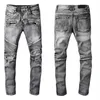 Мужские серые джинсы Дизайнерские зауженные брюки с рваным черепом Тонкие байкерские мужские джинсовые шорты Культовый рэпер Уличный хип-хоп Пышные длинные прямые брюки276x
