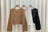 Women's Sweaters Cropped Knitted Sweater Women Pullovers 2023 Sexy Y2K Korean Aesthetic Oversized Summer Crochet Top Long Sleeve Streetwear