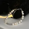 Gebrochene silberne Perlenkette weiblich, leichter Luxus, Minderheit, S925-Sterlingsilber, neuer chinesischer Stil, Ornamente, Süßwasserperlen, unregelmäßig