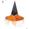 Chapeaux de fête Aldalt Halloween Sorcière Chapeau Mesh Mode Dentelle Rôle Jouant Uni Personnalisé Casual Marée Cadeau De Noël Drop Livraison Accueil Ga Dhiy3