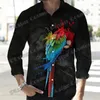 Mannen Casual Shirts PLstar Cosmos Dier Flamingo Papegaai 3D Gedrukt Mode Lange Mouw Button Down Lente Revers Shirt CXS38