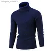 Men's Sweaters Men's Knitted Sweaters Pullover Men Knitwear Casual Winter Solid Color Turtle Neck Long Sleeve Twist Knit Slim Sweater L230912