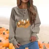 Kvinnors hoodies Autumn Women Sweatshirts Fashion Ladies Halloween Cute Print Loose Blus Topps Kvinna O Neck Button Lång ärm