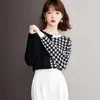 Kadın Sweaters Bahar Sonbahar Kış Kızları Moda En İyi Kadınlar Günlük Zarif Ofis Uzun Kollu Siyah Houndoth Snathed Sweater Bluz