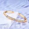 Bangle Fashion Open Bracelet Inlay Cubic Zircon Wire Drawing Design Simple Two Color Jewelry For Women Wedding Party Anniversary Gift 230911