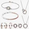 Ny Fashion Charm -armband för kvinnor örhänge Ring Bangle Diy Fit Pandoras Armband Signature Two Tone Logo Halsband Kolkedjedesigner Smyckesflickvän gåva