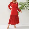 Basic Casual Jurken Rockabilly Dames O Hals Midi Lange Mouw Feestelijk Voor Bruiloft Vintage Cocktailjurk Knitwears Gebreid Dames Tops 230912