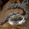 Cluster Rings LOTR Movie 925 Sterling Silver Magic Letter Ring Band For Men Free With Steel Chain Cosplay Jewelry Props Birthday Gifts