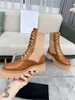 Ankle boots Round Toe Genuine Leather boot Martin booties heavy duty luxury designer brands for women Boots Elestic Band