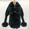 Manteau en fourrure pour femme CXFS, mode hiver 2023, naturel, véritable patte de boutonnage, luxe, laine épaisse, vêtements d'extérieur chauds, Streetwear