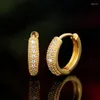 Hoop Earrings Luxury Gold Color Full Zircon Circle Earring For Women Men Party Wedding Korean Trendy Y2K Jewelry Gifts E468