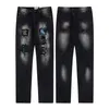 Erkekler Kot Tasarımcı Mor Kot Pantolon Moda Ming Ekleme Yırtıcı Kot pantolon Lüks Hip Hop Sıkıntılı Erkekler Kadın Pantolonlar Siyah Galeri Bölüm