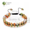 Indian Agate Double Layer Stone Bead Bracelet 6mm 2 Row Gemstone Adjustable Bracelets Bangle Cuff Wristband Women Jewelry