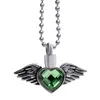 Charm S Girls Flying Heart CZ Cremation Keepakes Memorial Urn Rostfritt stålhänge halsbandskedja smycken UP035 230912