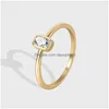 Band Rings Simple Design Square Zircon Gold Ring Women Wedding Engagement Gift Drop Delivery Dhvxm