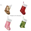 Décorations de Noël Chaussettes à paillettes Joyeux cadeau Sac de rangement de bonbons Rose Rouge Vert Or 19 pouces Bas décoratif de Noël Livraison directe H Dhkmh