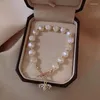 Link pulseiras mulheres diamante pequena abelha pérola mão catenária