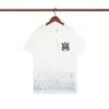 メンズTシャツ24色の男性用革張りのレザーアルファベット刺繍カラフルなスプラッシュインクグラフィティアルファベットスローガンプリントアミール