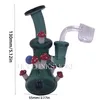 5.12in Glass Smoking Water Pipes Recycler Dab Rigs with Inline Percolator for Tobacco Smoking Color Randomly with 14mm Male Joint Quartz Banger Mushroom Decoration