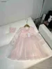 fashion baby clothes Dress for girl Pearl single breasted button Kids frock Size 110-150 CM Lace long sleeves lapel Child Skirt Sep05