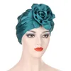 Fashion Bonnet New Headscarf Women Hat With Multi-Color Satin Large Flowers And Elastic Headband Turban