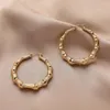 Brincos de argola de bambu conjunto redondo ouro para mulheres vintage luxo punk orelha geométrica moda jóias menina círculo balançar brinco