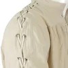 メンズカジュアルシャツ中世のシャツメンチュニック海賊コスチュームゴシック衣類男性ヴィンテージシャツラッフルネックラインドローストリングナイトコスプレハロウィーン230912