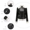 Women's Leather Vintage Warm Brown Short Coat Autumn Winter Long Sleeve Collar Commuter Casual Jacket