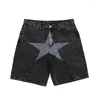 Men's Shorts Summer Denim Hip Hop Patchwork Oversized Retro Star Stitching Embroidered Jeans Loose