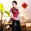 الفساتين غير الرسمية الأساسية 16 ملوحة الملابس الصينية التقليدية للنساء أعلى الساتان الرجعية القصيرة الأكمام Qipao عتيقة المساء تشيونغسام فستان الأزياء 4XL 230911