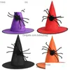 Chapeaux de fête Chapeau de sorcière araignée noire pour enfants Adt Halloween Magicien Jeu de rôle Accessoires Décoration Vêtements Accessoires Drop Livraison Accueil Dhikr