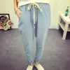 Pantaloni da donna Arrivo Estate Corea Moda Elegante Vita alta Sottile Casual Harem Pantaloni di lino in cotone a righe