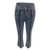 Jeans da donna Pantaloni svasati con cerniera alla moda Pantaloni a vita alta in denim con svasatura azzurra 2023 Autunno estivo