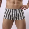 Calzoncillos Boxers sexys para hombre, ropa interior masculina, bragas transpirables, bolsa de malla transparente, pantalones cortos, bañadores, Cueca Tanga cómoda