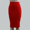 Saias 2023 Primavera Bodycon Mulheres Stretchable Split Midi Slim Verão Placketing Lady Lápis Saia Botão