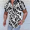 Homens camisetas Slim Verão Luxo Social Lapela Streetwear Moda Manga Curta Hawaiian Tops Camisetas Masculino Club Prom