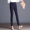 Pantalon Femme S-5XL Plus Taille Leggings d'hiver Femmes Taille haute Stretch Épais Solide Skinny Élastique Chaud Velours Crayon Lady Bureau Pantalon