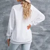 Sweats à capuche pour femmes Couleur unie Col en V Sweat à capuche pour femmes Sweat-shirt ample à manches longues Pull Chemises Élégant Simple Femme Vêtements de transport