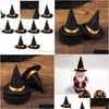 Party Hats 10 bitar Halloween Mini Witch Handmade filt Wine Bottle Caps matbordsdekorationer Holidayföreställningar Props Drop D DH9WA