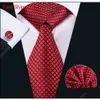 Cravates en soie rouge pour hommes entiers à carreaux et carreaux cravate mouchoir boutons de manchette coffret cadeau pour mariage partie affaires N-1607 Z5Vcv2857