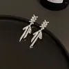 Pendientes traseros Vintage Punk para mujer, Clip de oreja con lazo blanco, borla de Metal a la moda, brazalete envolvente sin perforación, joyería, regalos de fiesta