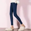 Damesjeans Stretchvilt Warm Denim Kokerbroek Moeder Dames Mager High-end Winter Dik Paars Fluweel