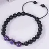 12MM Amethyst Adjustable Natural Stone Tiger Eye Black Frosted Bracelets for Men Women Fashion Jewelry gift