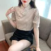 Blouses pour femmes été chinois rétro col debout Cheongsam chemise français léger luxe Design sens haut pour femme