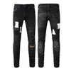 Jeans jeans violets jeans de créateur pour hommes pantalons empilés jeans hommes baggy denim larmes européen jean hombre hommes pantalons pantalons biker broderie déchiré pour tendance01