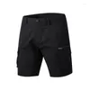 Pantaloncini da uomo Uomo Casual Sport Cargo Chiusura con bottoni neri Tasche con cerniera Vita alta Coulisse Cintura elastica Impermeabile