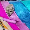 Eagle Head Kurt Geiger Bag Rainbow Women Handväska Jointing Colorful Cross Body Bag Patchwork Clutch282q